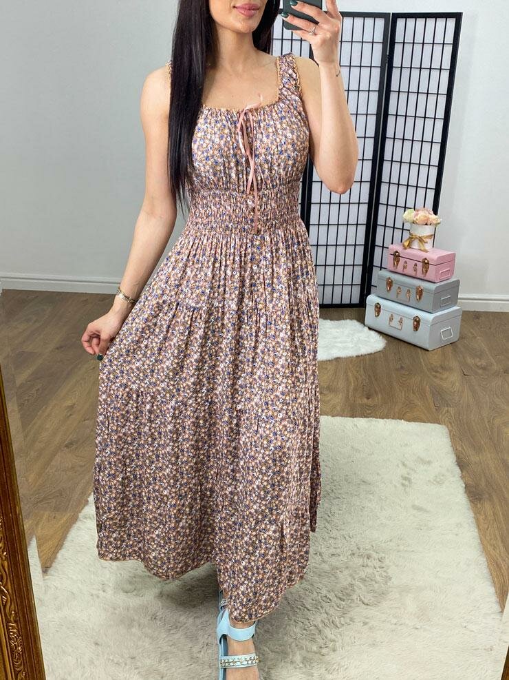 Ramira Elasticated Floral Print Maxi Dress