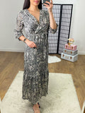 Sable Animal Print Frill Hem Dress