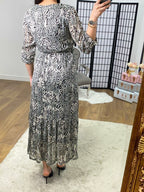 Sable Animal Print Frill Hem Dress