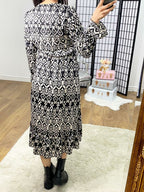 Sassy Monochrome Print Frill Detailed Wrap Dress