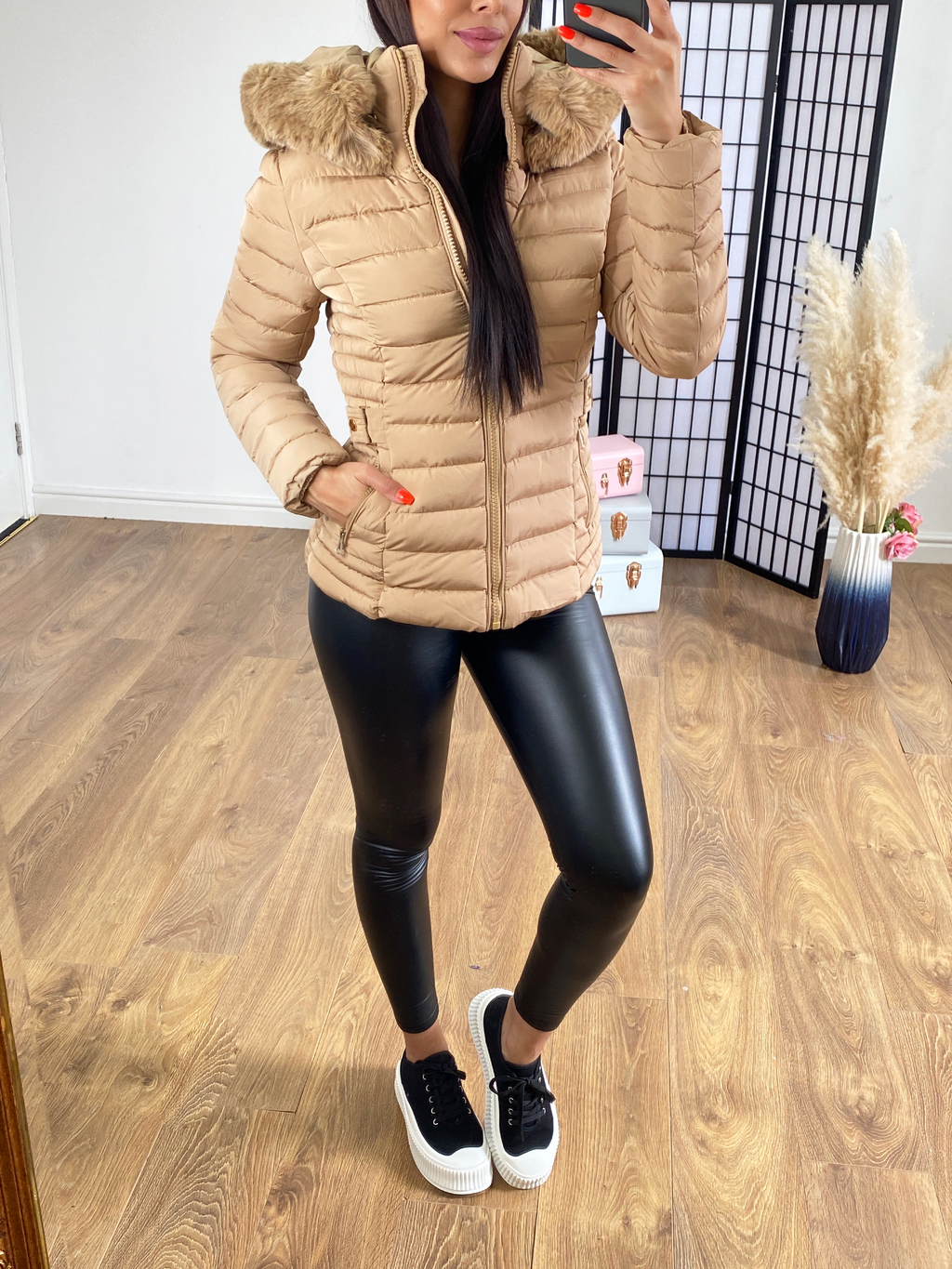 Sharon Camel Padded Puffer Jacket