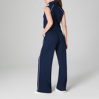 Pique Sleeveless Mockneck Jumpsuit