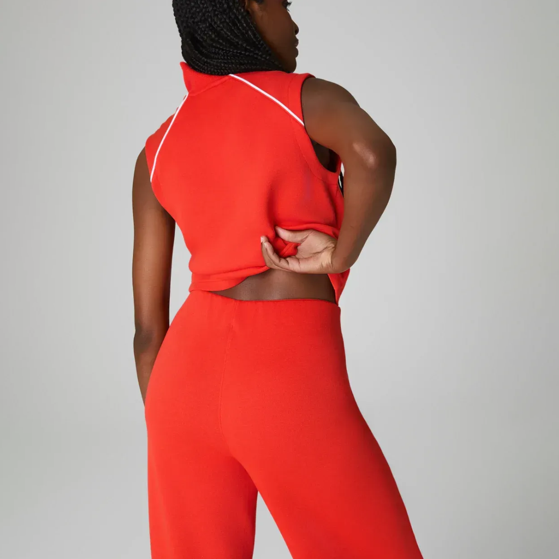Pique Sleeveless Mockneck Jumpsuit