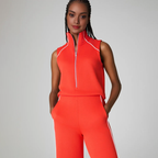 Pique Sleeveless Mockneck Jumpsuit