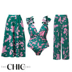 Indigo Chic Ruffled One Piece Swimsuit&Skirt&Pants